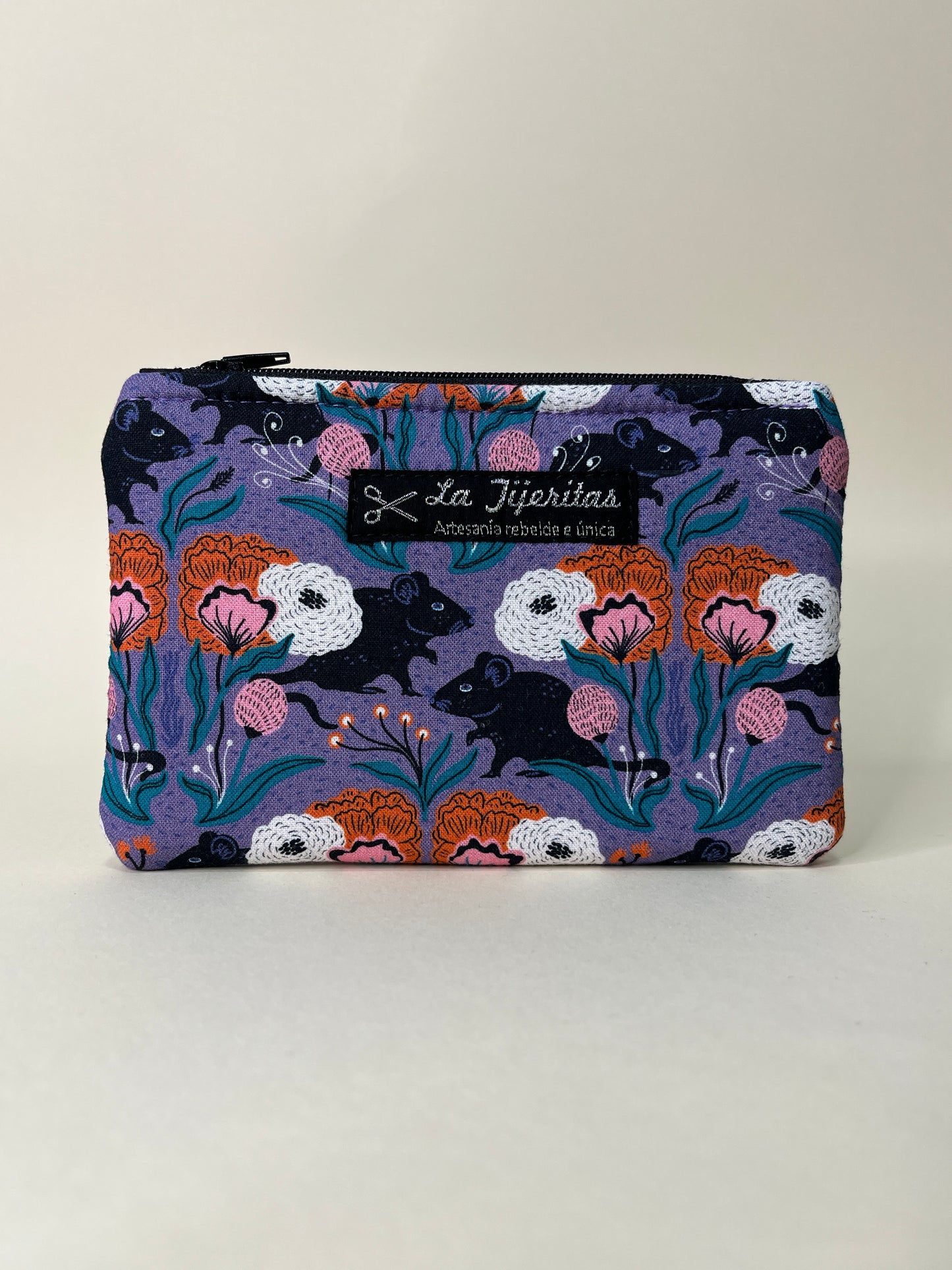 Monedero grande ratitas en flor