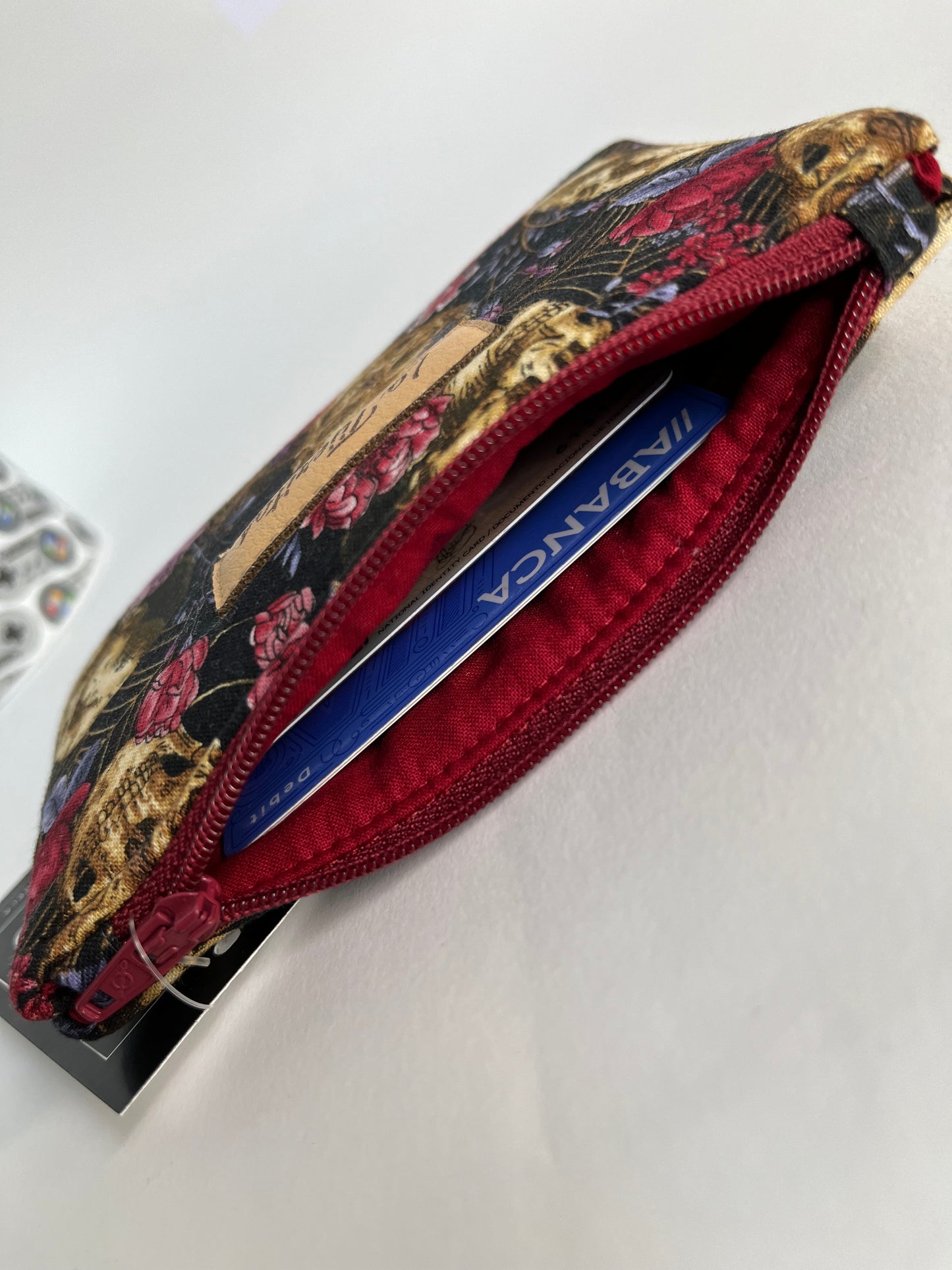 Monedero tarjetero calaveras floridas