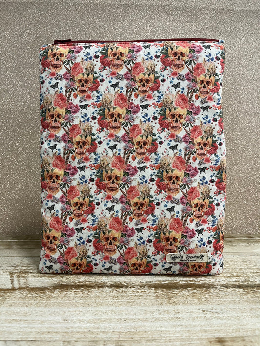 Funda libro calaveras y flores